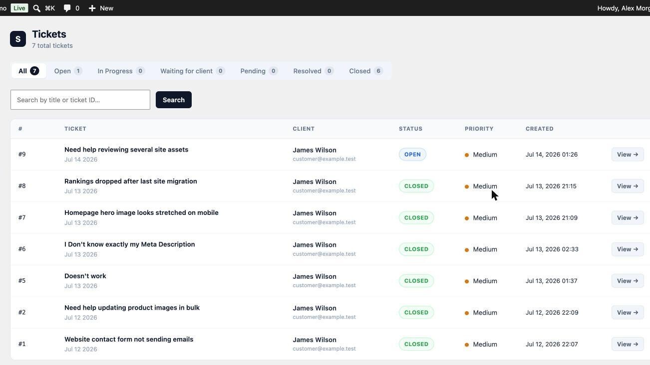 Supportivo admin ticket queue